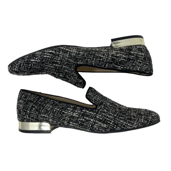Nine West Loafer Lisette Flats Black White Gold Tweed Women's 6.5 Slip-On - Picture 4 of 9